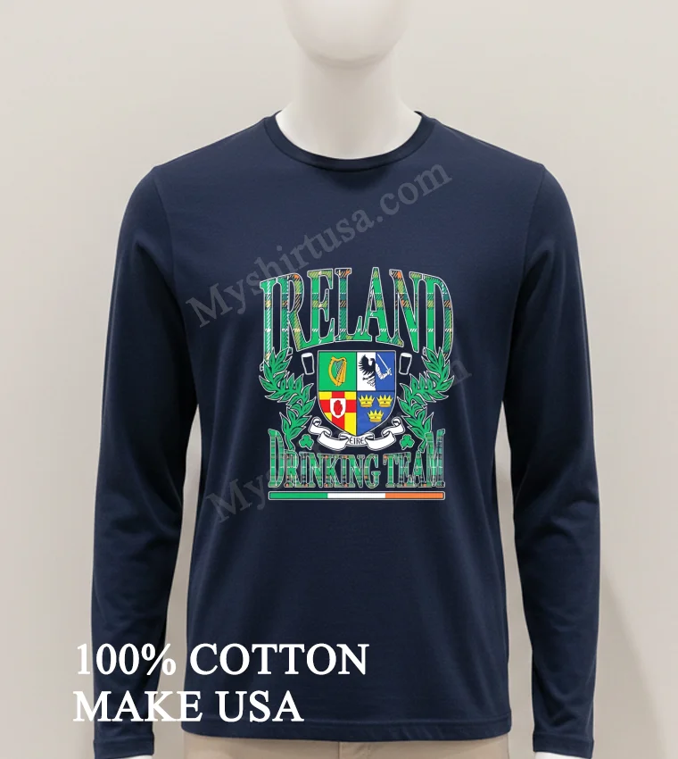 Ireland Drinking Team Crest With Beer Glasses And Shamrocks Shirt Hoodie Shirt