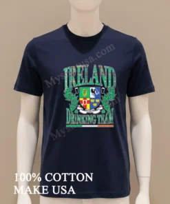 Ireland Drinking Team Crest With Beer Glasses And Shamrocks funny america t-shirts