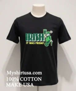 Irish It Was Friday Leprechaun Balancing Stout On Finger funny america t-shirts