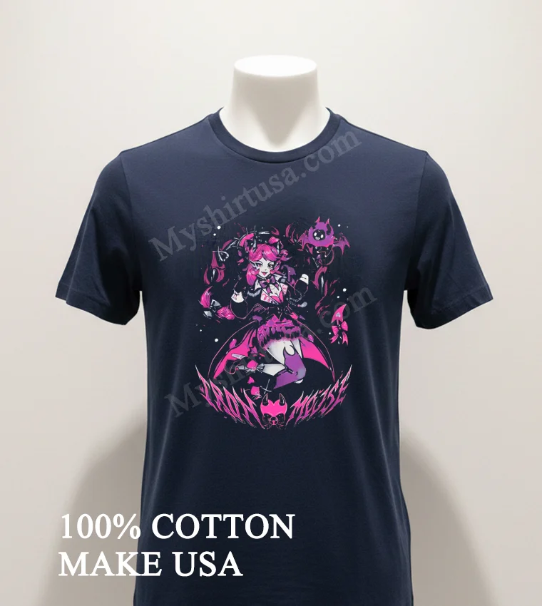 Ironmouse V Tuber Anime Girl Pink Aesthetic funny america t-shirts - navy-shirt Ironmouse V Tuber Anime Girl Pink Aesthetic Shirt Navy Shirt 1