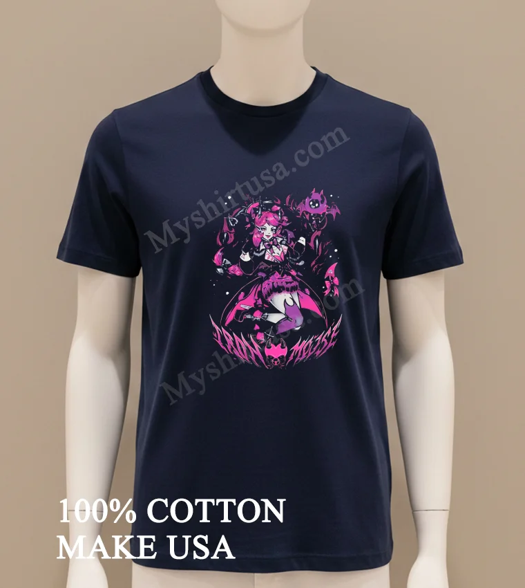 Ironmouse V Tuber Anime Girl Pink Aesthetic Shirt Navy Shirt