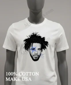 J Cole Blue Star Face Signature Graphic Music Rap funny america t-shirts