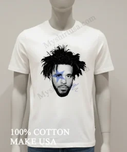 J Cole Blue Star Face Signature Graphic Music Rap funny america t-shirts