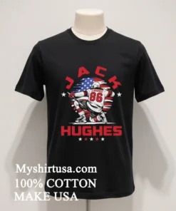 Jack Hughes 86 American Flag Action Pose funny america t-shirts