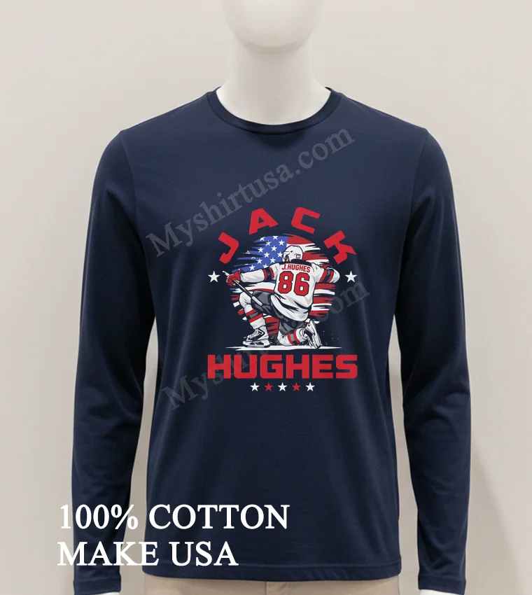 Jack Hughes 86 American Flag Action Pose funny america t-shirts - hoodie-shirt Jack Hughes 86 American Flag Action Pose Shirt Hoodie Shirt