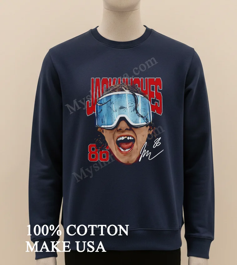 Jack Hughes Goggles Missing Tooth Signature 86 funny america t-shirts - long sleve shirt Jack Hughes Goggles Missing Tooth Signature 86 Shirt Long Sleve Shirt
