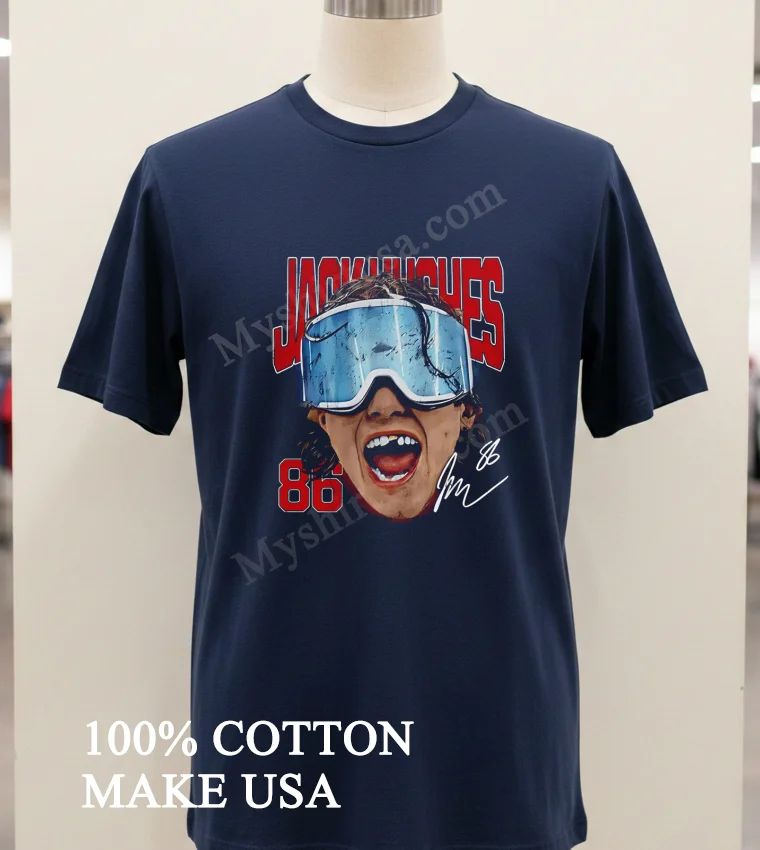 Jack Hughes Goggles Missing Tooth Signature 86 funny america t-shirts - navy-shirt Jack Hughes Goggles Missing Tooth Signature 86 Shirt Navy Shirt 1