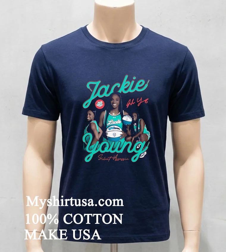 Jackie Young Basketball Silent Assassin Signature Shirt - navy-shirt Jackie Young Basketball Silent Assassin Signature Shirt Navy Shirt