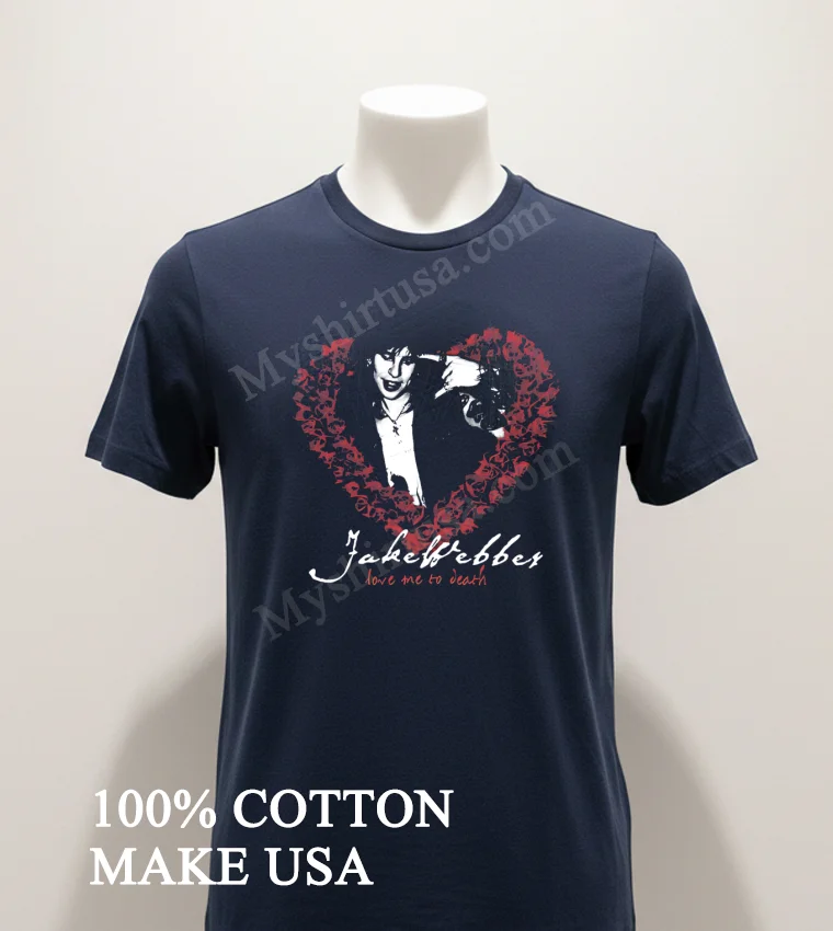 Jake Webber Love Me To Death Heart Roses Portrait Shirt Navy Shirt 1