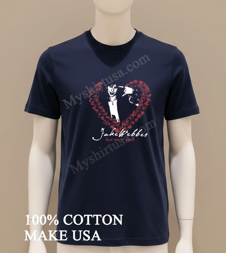 Jake Webber Love Me To Death Heart Roses Portrait Shirt Navy Shirt