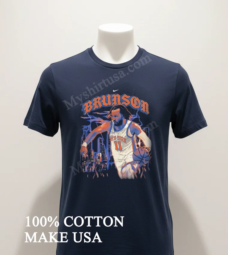 Jalen Brunson New York Knicks Basketball Shirt Navy Shirt 1