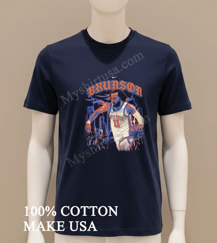 Jalen Brunson New York Knicks Basketball Shirt Navy Shirt