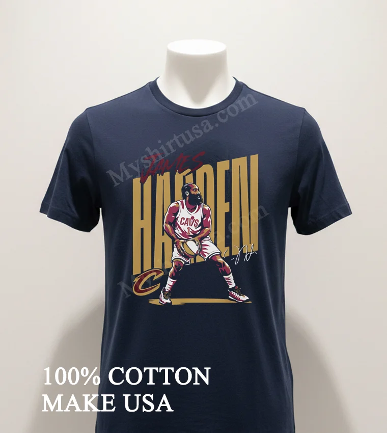 James Harden Cleveland Cavaliers Basketball Signature Graphic funny america t-shirts - navy-shirt James Harden Cleveland Cavaliers Basketball Signature Graphic Shirt Navy Shirt