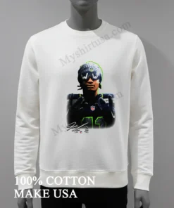 Jaxon Smith Njigba Seattle Seahawks Player Wearing Beanie And Bling Ww Sunglasses Portrait Graphic Shirt