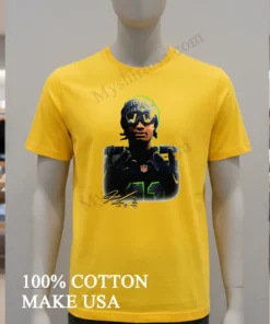 Jaxon Smith Njigba Seattle Seahawks Player Wearing Beanie And Bling Ww Sunglasses Portrait Graphic Shirt