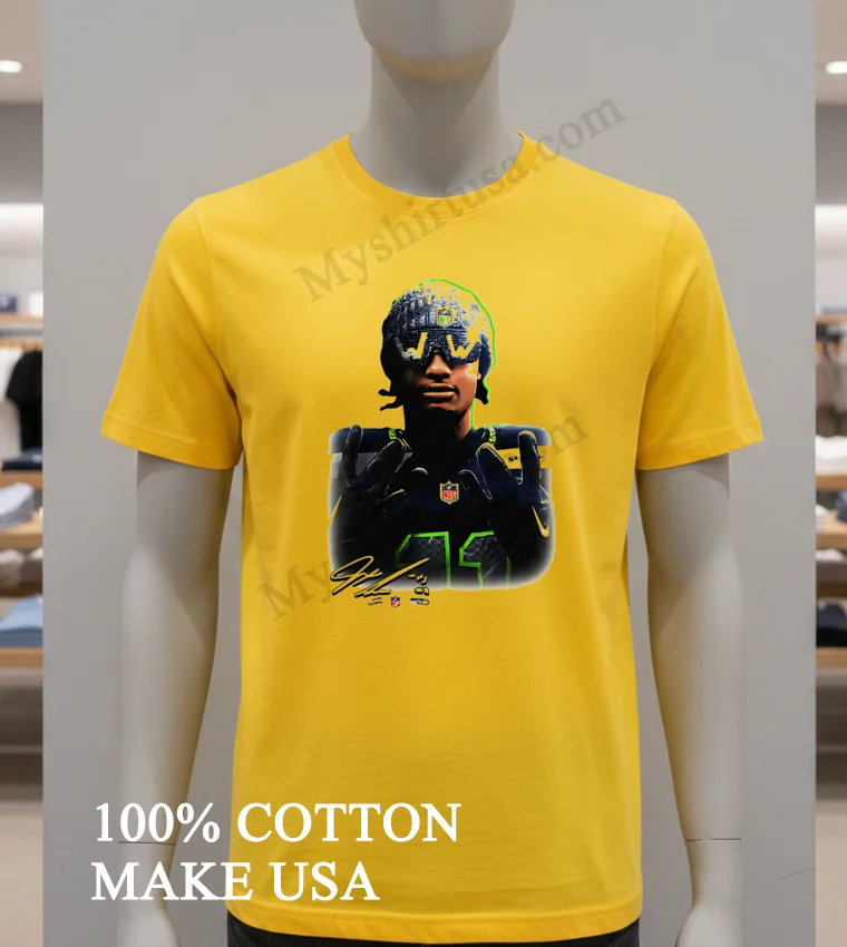 Jaxon Smith Njigba Seattle Seahawks Player Wearing Beanie And Bling Ww Sunglasses Portrait Graphic Shirt - yellow-t-shirt Jaxon Smith Njigba Seattle Seahawks Player Wearing Beanie And Bling Ww Sunglasses Portrait Graphic Shirt Yellow T Shirt