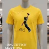 Jaxon Smith Njigba Seattle Seahawks Wide Receiver Jumping To Catch Football Action Motion Graphic Shirt Yellow T Shirt