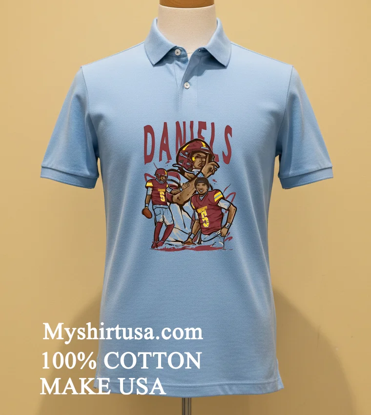 Jayden Daniels Cartoon Style Washington Football Shirt - blue-shirt Jayden Daniels Cartoon Style Washington Football Shirt Blue Shirt