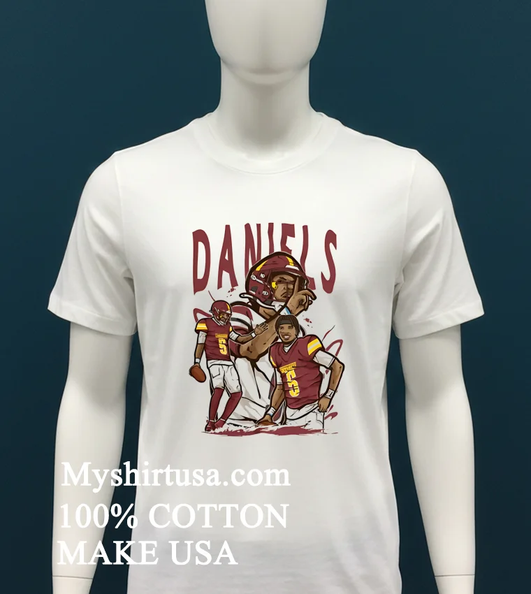 Jayden Daniels Cartoon Style Washington Football Shirt - white-t-shirt Jayden Daniels Cartoon Style Washington Football Shirt White T Shirt 1
