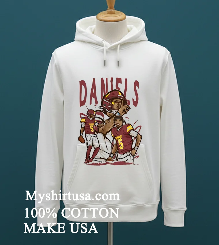 Jayden Daniels Cartoon Style Washington Football Shirt White T Shirt