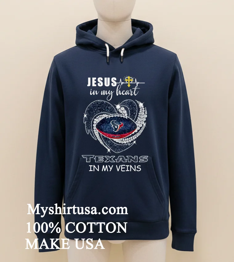 Jesus In My Heart Texans In My Veins Shirt Navy Shirt 2