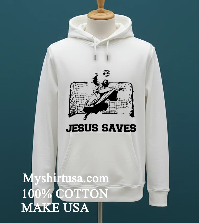 Jesus Saves Soccer Ringer Shirt - white-t-shirt Jesus Saves Soccer Ringer Shirt White T Shirt