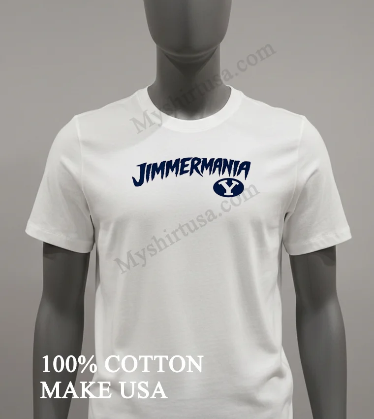 Jimmermania Brigham Young University Cougars Logo Athletic Shirt White T Shirt 2