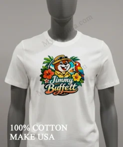 Jimmy Buffett Buc Ee S Beaver Character Tropical Parrot Flowers Logo funny america t-shirts
