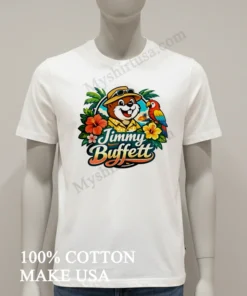 Jimmy Buffett Buc Ee S Beaver Character Tropical Parrot Flowers Logo funny america t-shirts