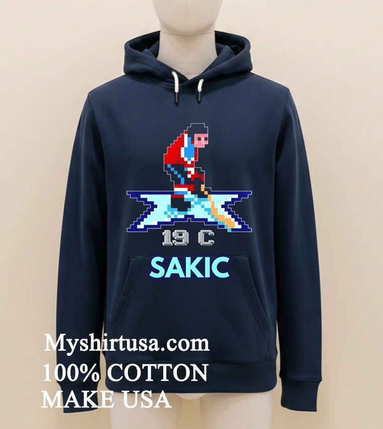 Joe Sakic Of The Colorado Avalanche Video Games Shirt - navy-shirt Joe Sakic Of The Colorado Avalanche Video Games Shirt Navy Shirt 1