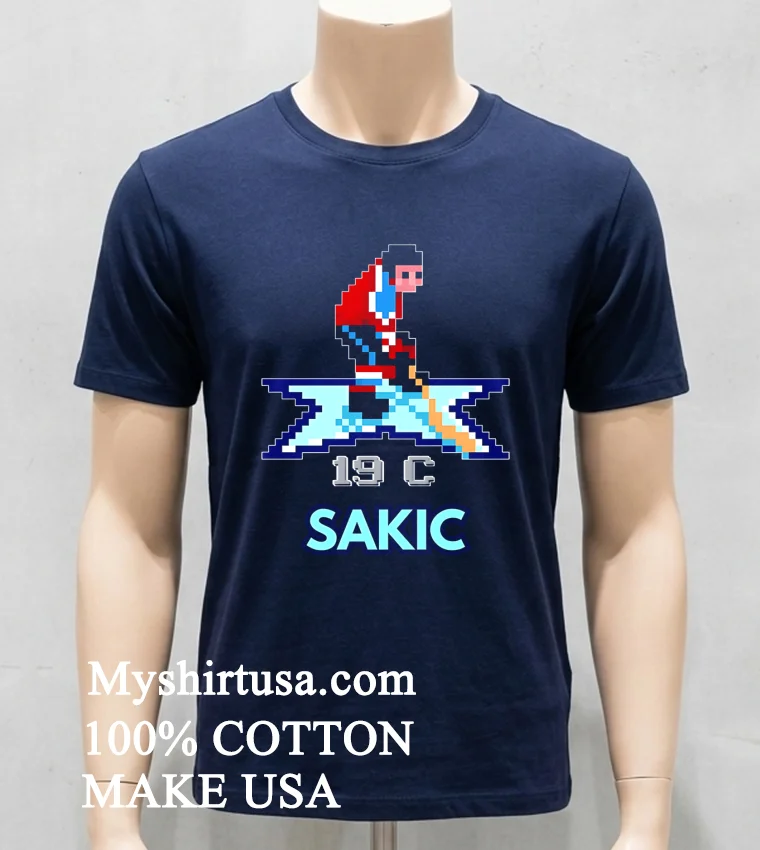 Joe Sakic Of The Colorado Avalanche Video Games Shirt Navy Shirt