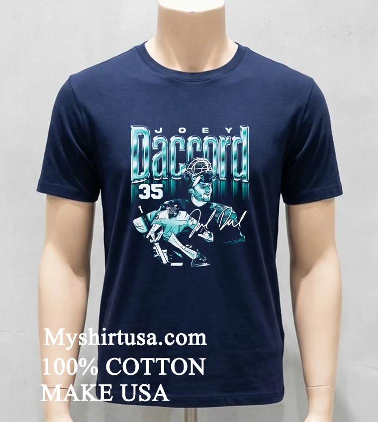 Joey Daccord Seattle Retro Bitmap American Ice Hockey Defenseman Signature Shirt Navy Shirt