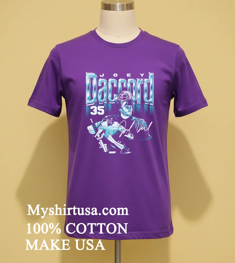 Joey Daccord Seattle Retro Bitmap American Ice Hockey Defenseman Signature Shirt Purple Shirt