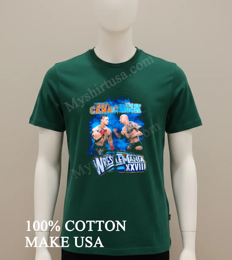 John Cena Vs The Rock Wrestlemania Xxviii Match Shirt Green Shirt
