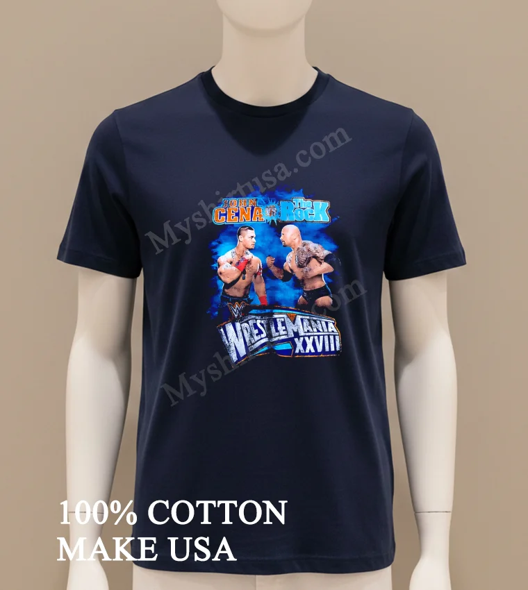 John Cena Vs The Rock Wrestlemania Xxviii Match funny america t-shirts - navy-shirt John Cena Vs The Rock Wrestlemania Xxviii Match Shirt Navy Shirt