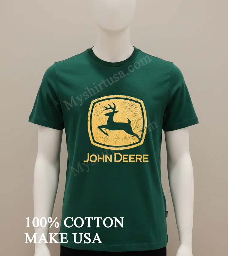 John Deere Vintage Jumping Deer Logo Shirt Green Shirt