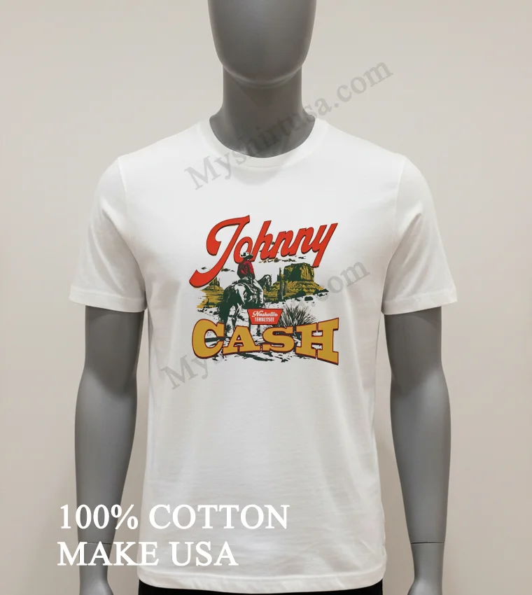 Johnny Cash Nashville Tennessee Cowboy On Horse Shirt White T Shirt 1