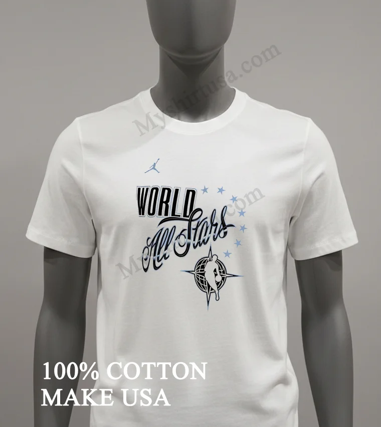Jordan World All Stars Globe Compass Basketball Player funny america t-shirts - white-t-shirt Jordan World All Stars Globe Compass Basketball Player Shirt White T Shirt 2