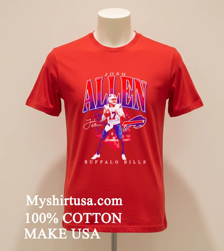 Josh Allen Buffalo Bills Player Hype Signature Shirt - red-shirt Josh Allen Buffalo Bills Player Hype Signature Shirt Red Shirt