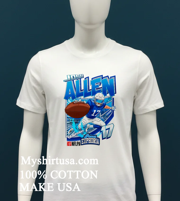 Josh Allen Quarterback 17 Football Art Shirt White T Shirt 2