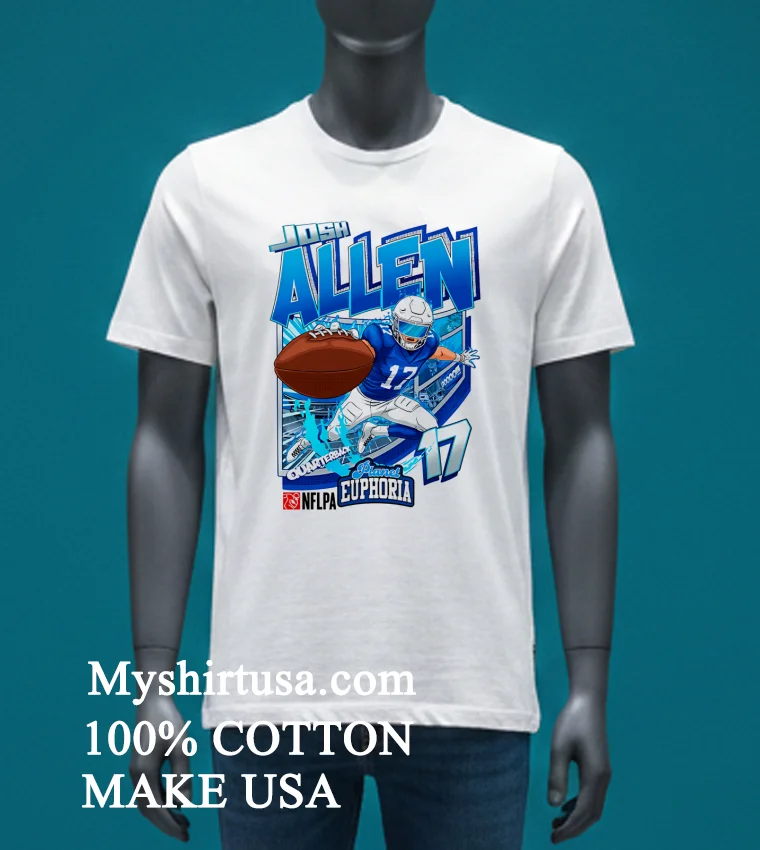 Josh Allen Quarterback 17 Football Art Shirt White T Shirt 3