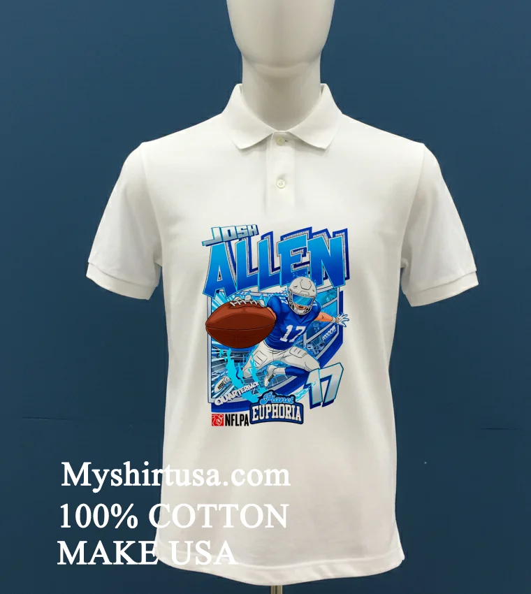 Josh Allen Quarterback 17 Football Art Shirt - white-t-shirt Josh Allen Quarterback 17 Football Art Shirt White T Shirt