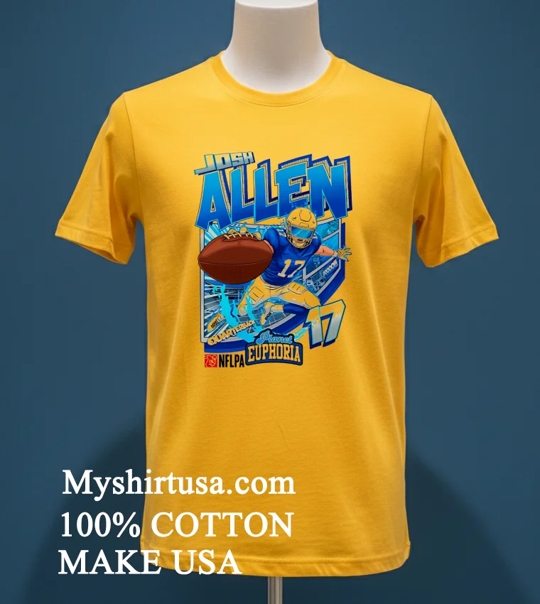 Josh Allen Quarterback 17 Football Art Shirt - yellow-t-shirt Josh Allen Quarterback 17 Football Art Shirt Yellow T Shirt