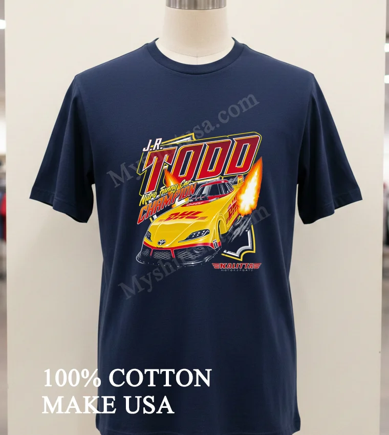 J.r. Todd Nitro Funny Car Champion Dhl Racing funny america t-shirts - navy-shirt Jr Todd Nitro Funny Car Champion Dhl Racing Shirt Navy Shirt 1