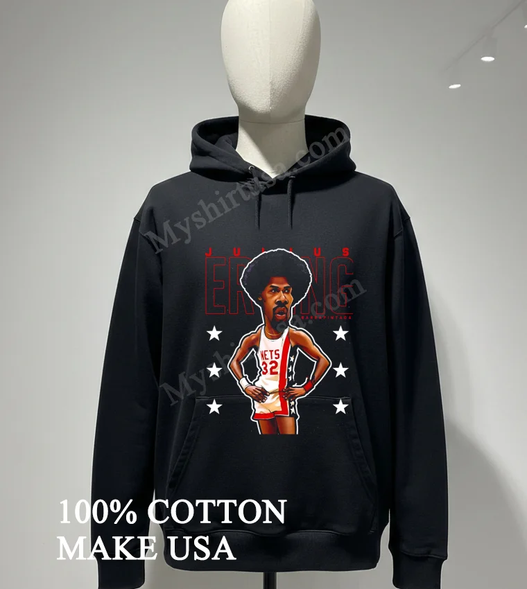 Julius Erving New York Nets 32 Basketball Legend Caricature funny america t-shirts - hoodie-shirt Julius Erving New York Nets 32 Basketball Legend Caricature Shirt Hoodie Shirt