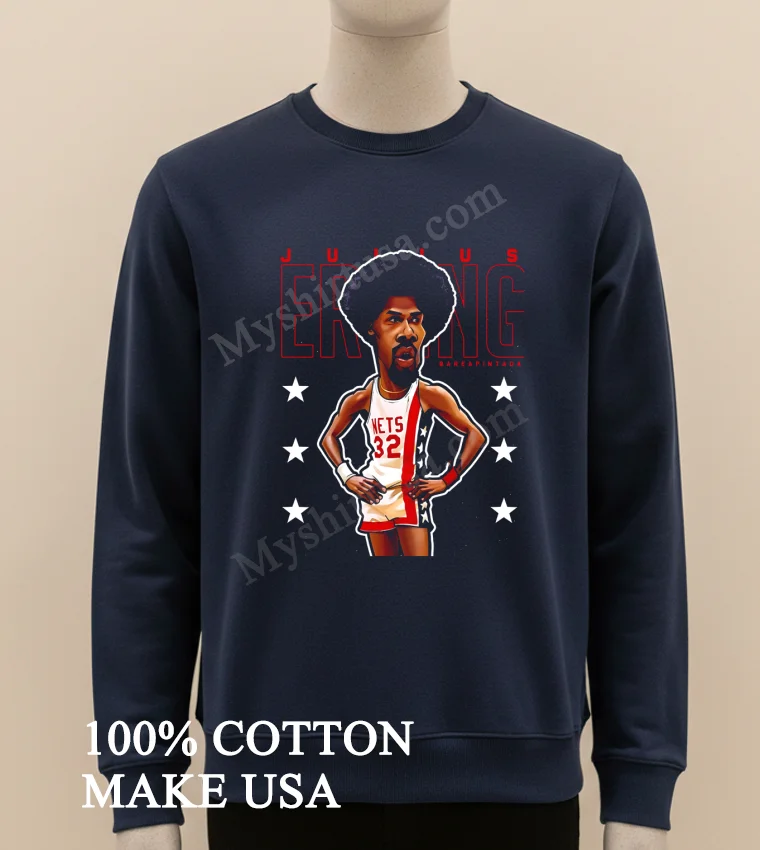 Julius Erving New York Nets 32 Basketball Legend Caricature funny america t-shirts - long sleve shirt Julius Erving New York Nets 32 Basketball Legend Caricature Shirt Long Sleve Shirt