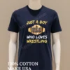 Just Boy Wrestling Champion Who Loves Wrestling Shirt Navy Shirt