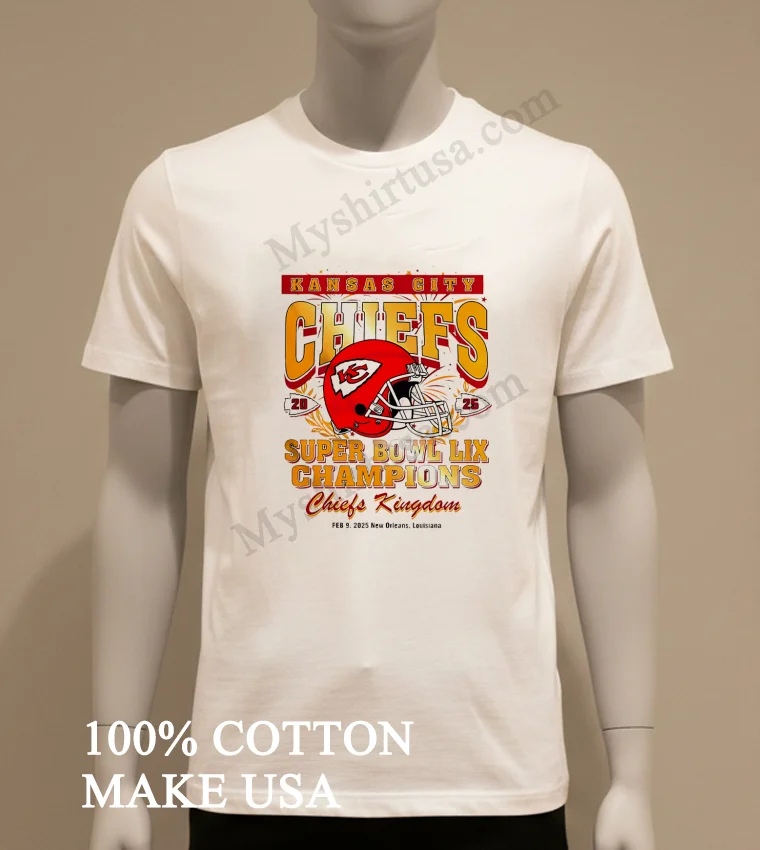 Kansas City Chiefs Super Bowl 2025 Champions Chiefs Kingdom funny america t-shirts - white-t-shirt Kansas City Chiefs Super Bowl 2025 Champions Chiefs Kingdom Shirt White T Shirt