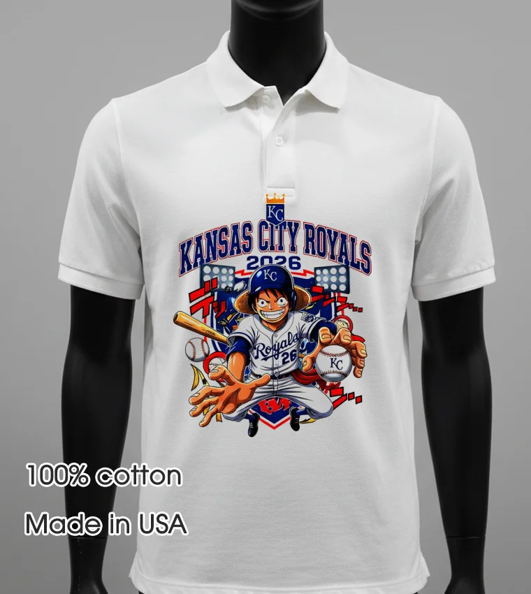 Kansas City Royals One Piece 2026 Luffy Shirt - white-t-shirt Kansas City Royals One Piece 2026 Luffy Shirt White T Shirt 1