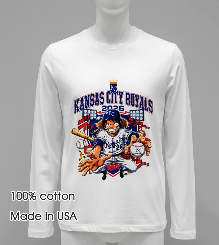 Kansas City Royals One Piece 2026 Luffy Shirt White T Shirt